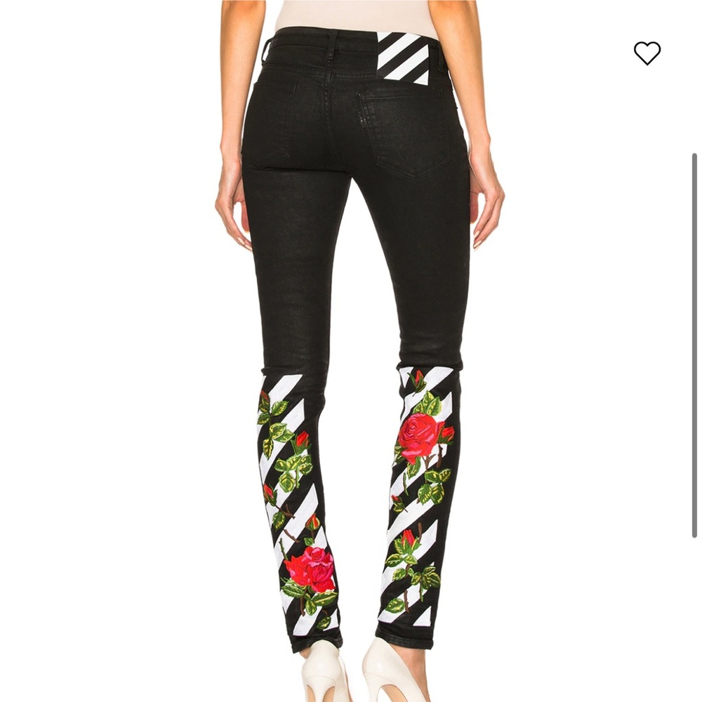 Off-White c/o Virgil Abloh Main Label Roses Black distressed skinny L jeans